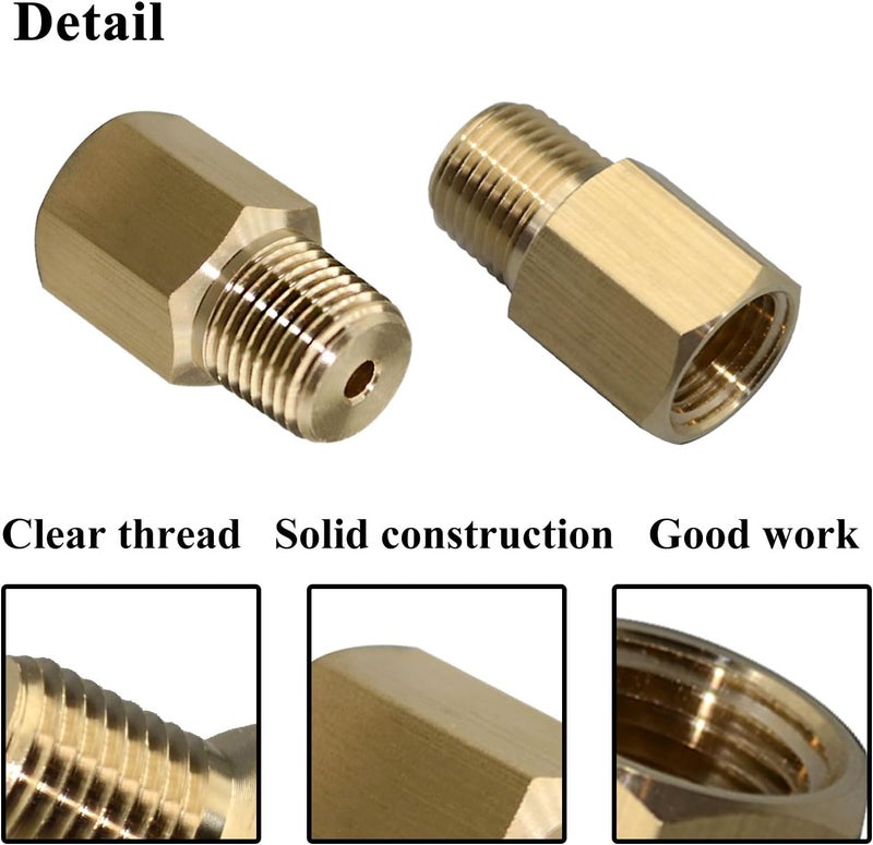 Zeiboat 2PCS 1/8 BSPT Male to 1/8-27 NPT Female, Thread Adapter for Gauge - Image 4